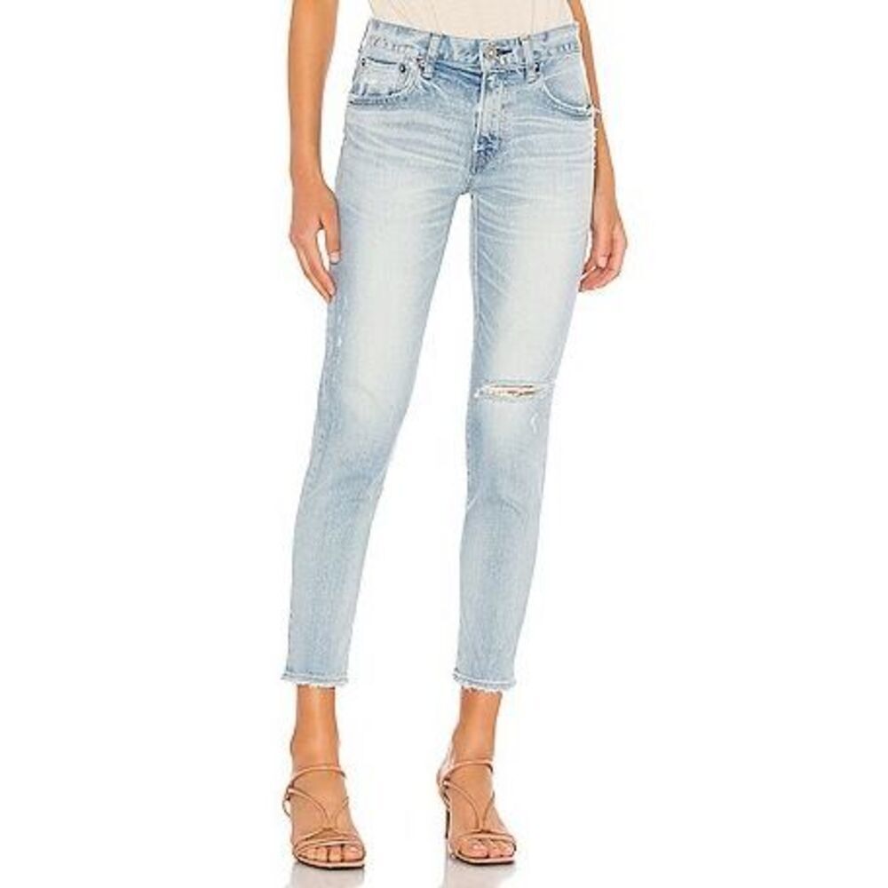 Moussy Vintage Vivian Skinny Ripped Crop Jeans Light Wash Size 28 Made Japan